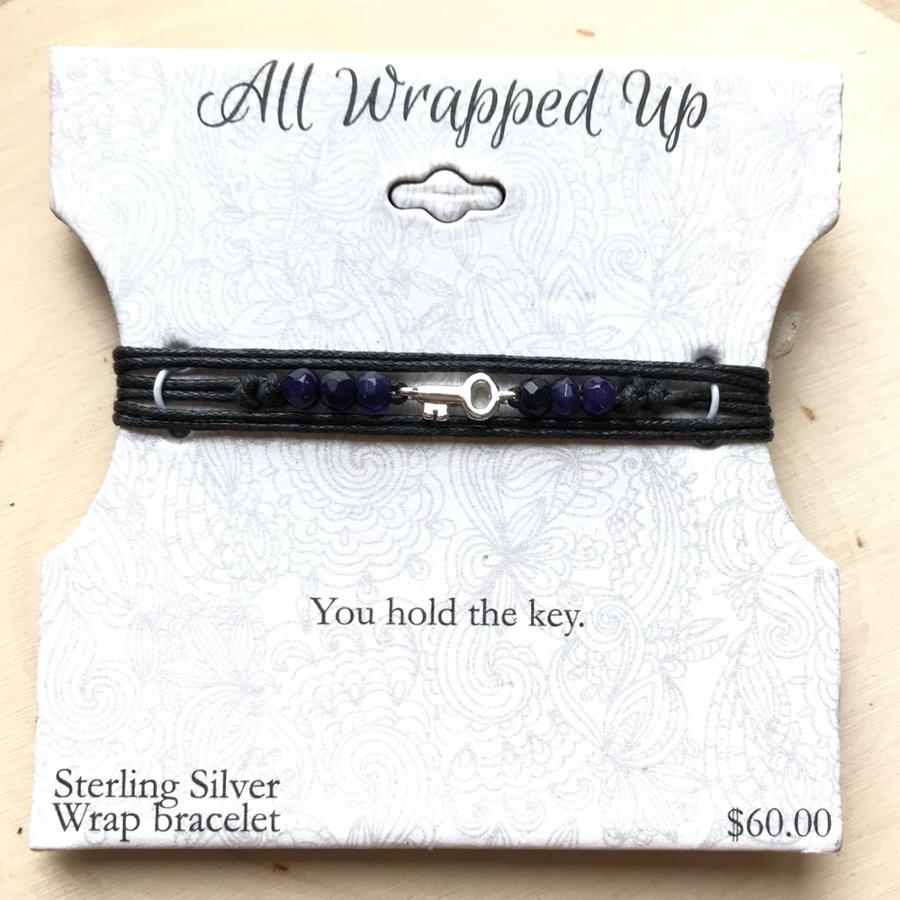 NWT all wrapped up sterling silver key bracelet